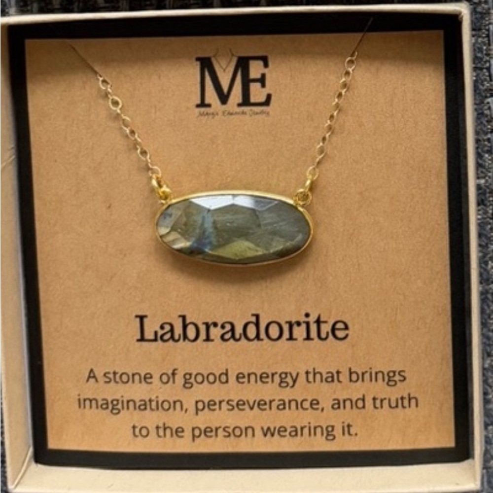 Elegant Labradorite Gold Necklace by ME Makeover Essentials